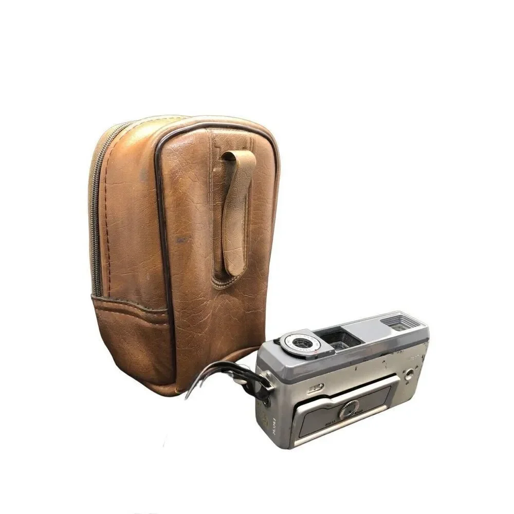 Vintage KODAK Real Leather Case and Miniature Film Camera Minolta 16 EE II 16mm